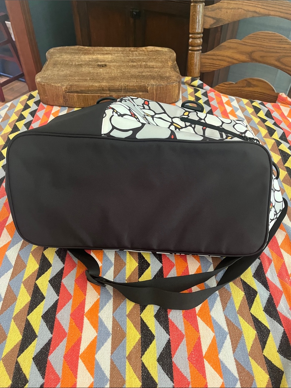 Sherpani Black & White Floral-Pattern Duffel with Subtle Red and Yellow Accents - Picture 8 of 11